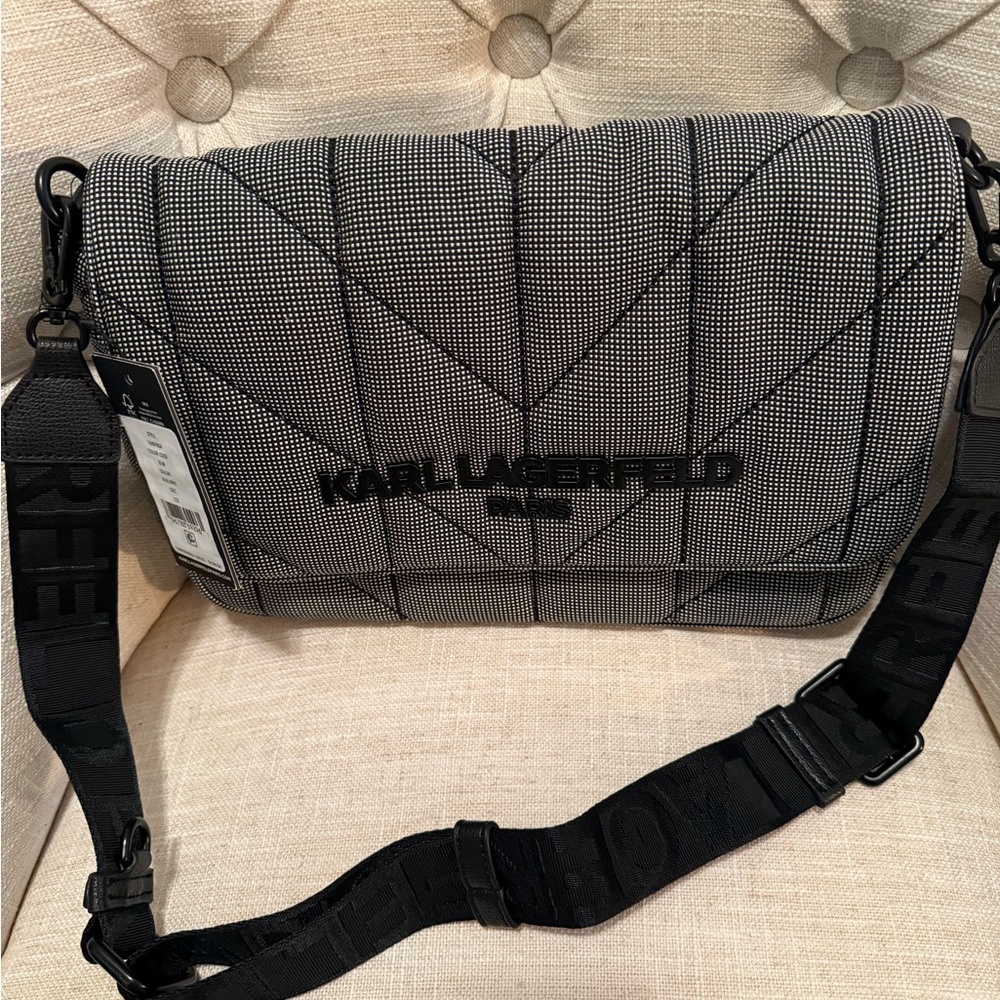 Karl Lagerfeld Black and Gray Messenger bag